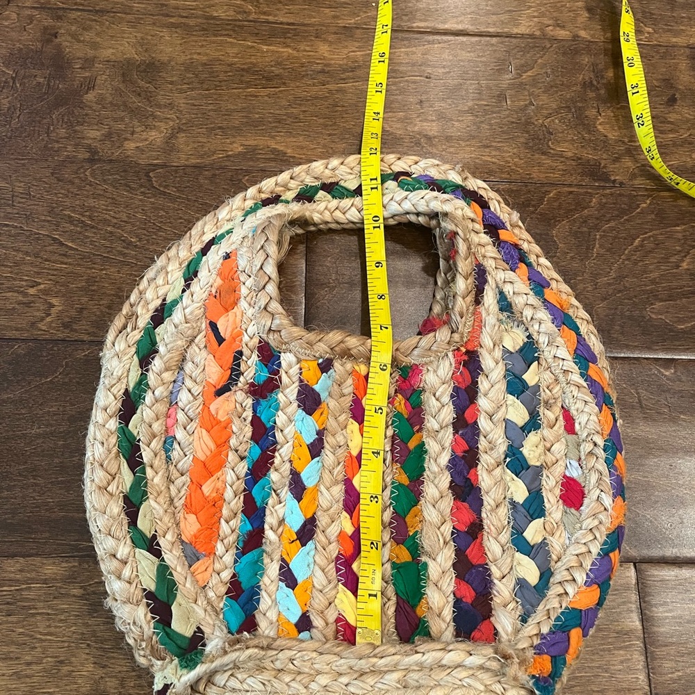 Magid Jute Handbag Mini Satchel Braided Woven Mixed Media Bag - Picture 9 of 10